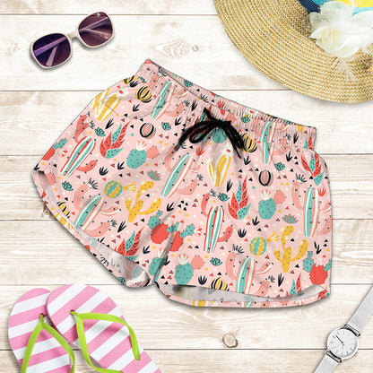 Pastel Cactus And Succulent Print Women's Shorts