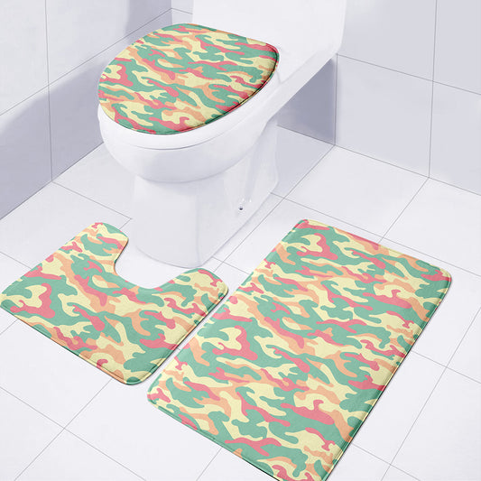 Pastel Camouflage Print 3 Piece Bath Mat Set