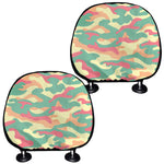 Pastel Camouflage Print Car Headrest Covers