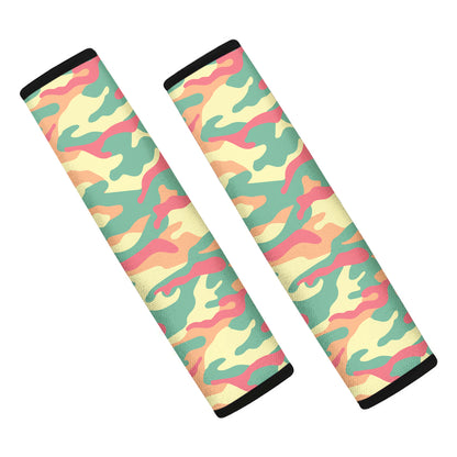 Pastel Camouflage Print Car Seat Belt Covers