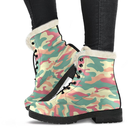 Pastel Camouflage Print Comfy Boots GearFrost