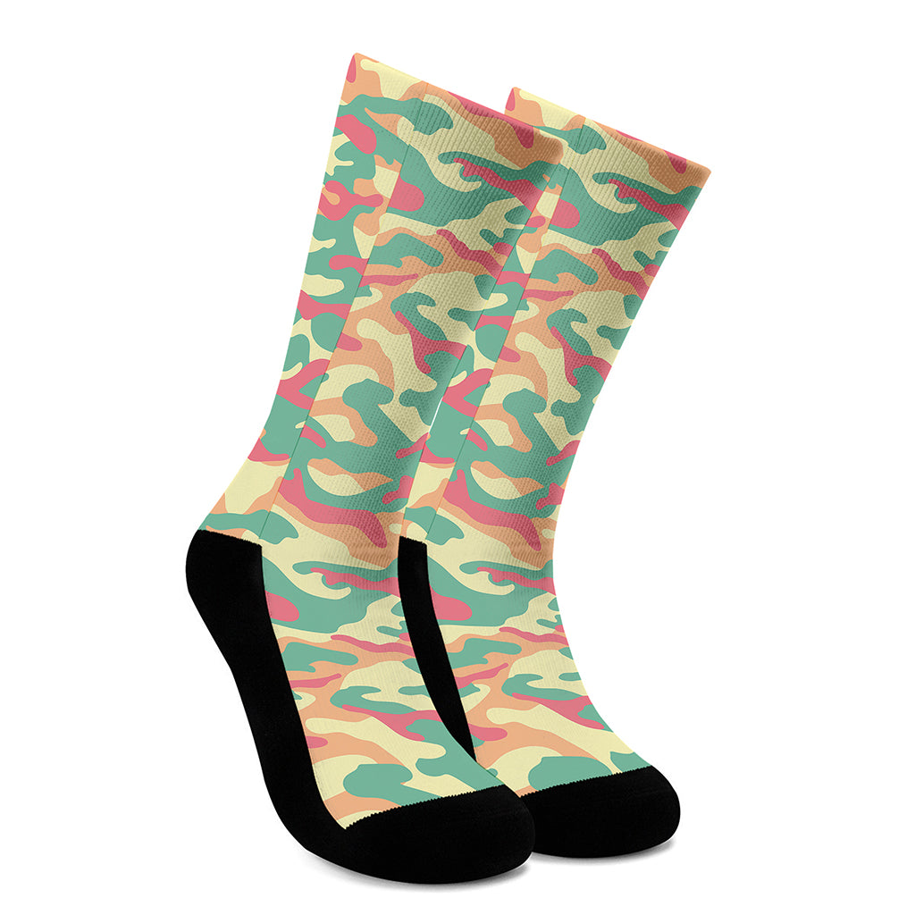 Pastel Camouflage Print Crew Socks