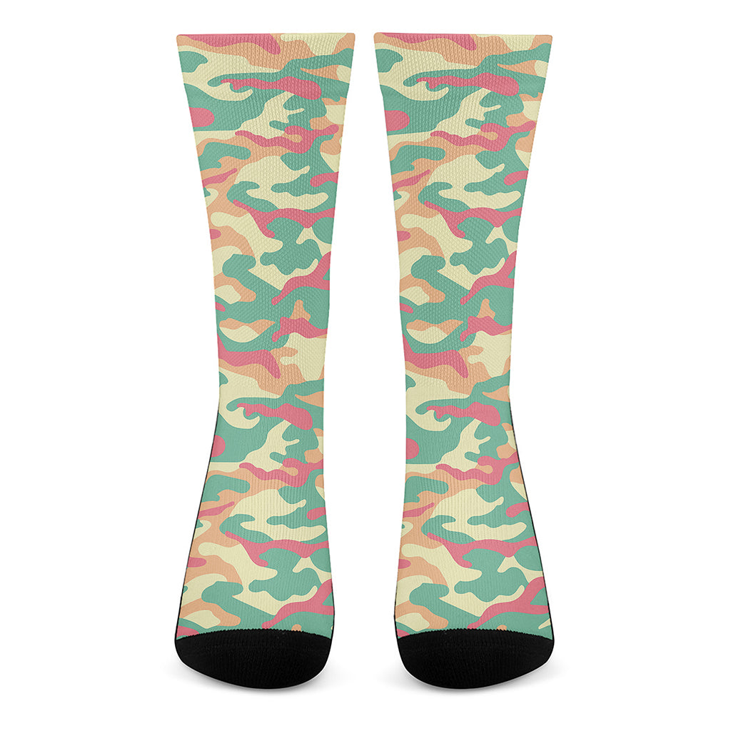 Pastel Camouflage Print Crew Socks