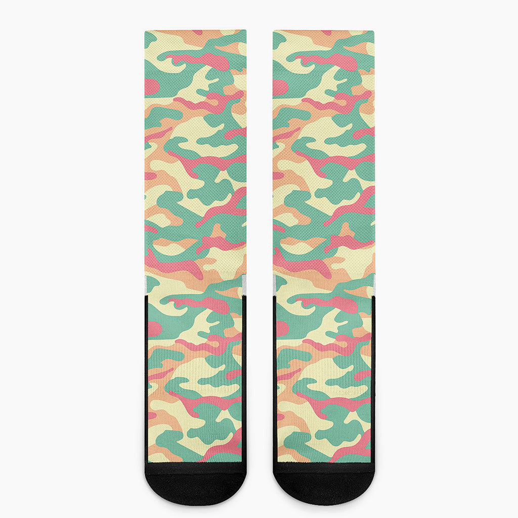 Pastel Camouflage Print Crew Socks