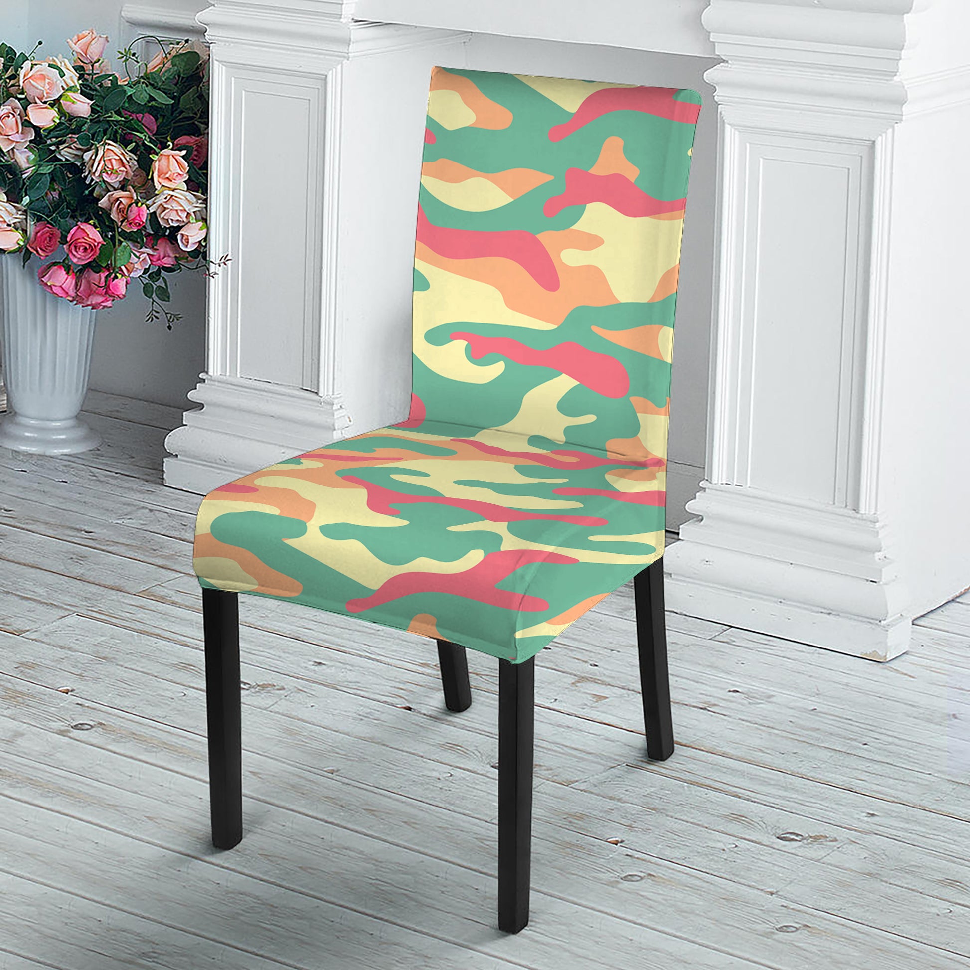 Pastel Camouflage Print Dining Chair Slipcover