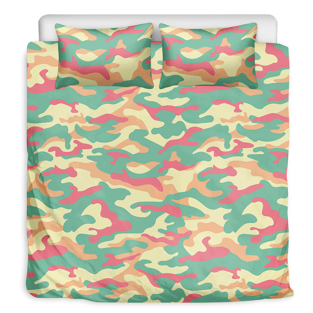 Pastel Camouflage Print Duvet Cover Bedding Set