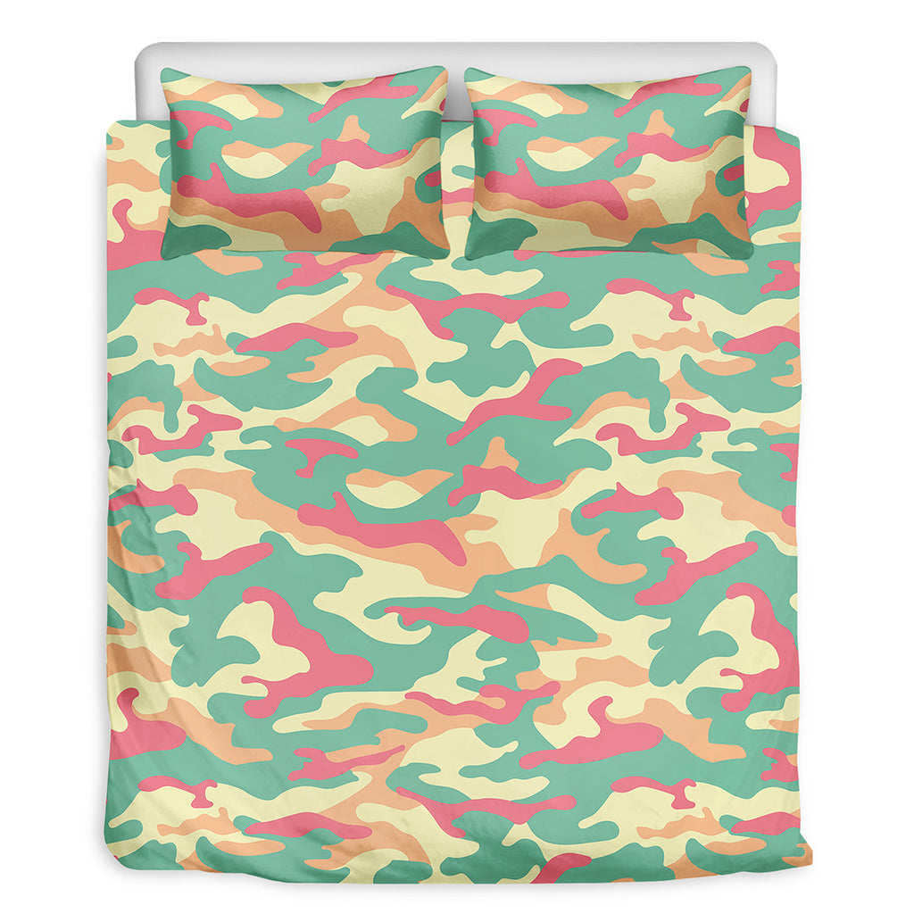 Pastel Camouflage Print Duvet Cover Bedding Set