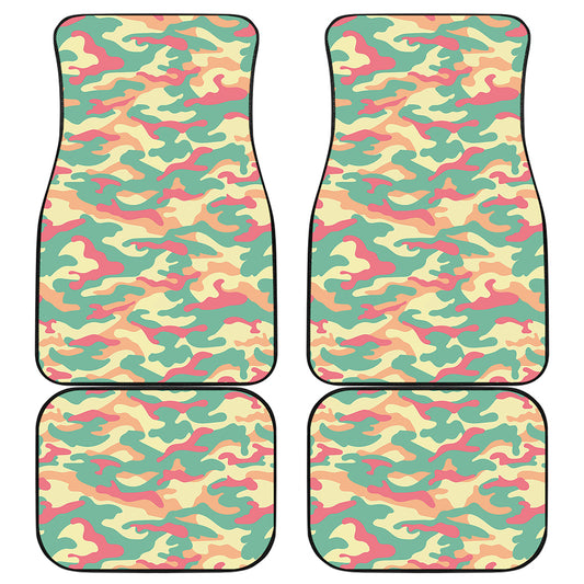 Pastel Camouflage Print Front and Back Car Floor Mats
