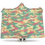 Pastel Camouflage Print Hooded Blanket