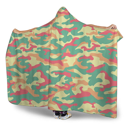 Pastel Camouflage Print Hooded Blanket