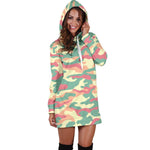 Pastel Camouflage Print Hoodie Dress GearFrost