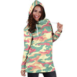 Pastel Camouflage Print Hoodie Dress GearFrost