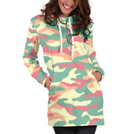 Pastel Camouflage Print Hoodie Dress GearFrost