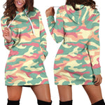 Pastel Camouflage Print Hoodie Dress GearFrost