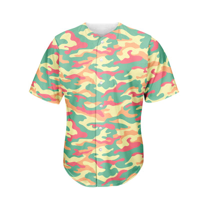 Pastel Camouflage Print Men's Baseball Jersey