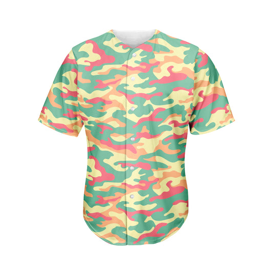 Pastel Camouflage Print Men's Baseball Jersey