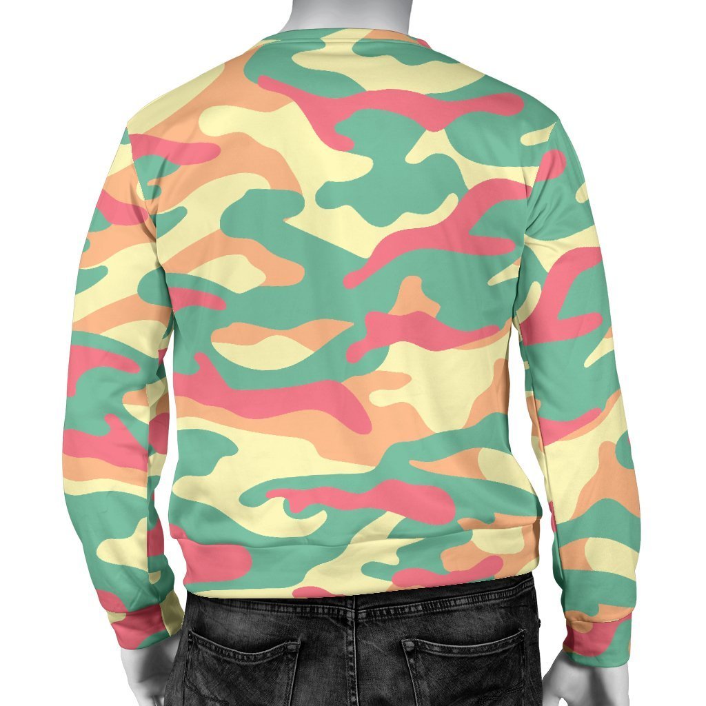 Pastel Camouflage Print Men's Crewneck Sweatshirt GearFrost