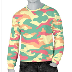 Pastel Camouflage Print Men's Crewneck Sweatshirt GearFrost