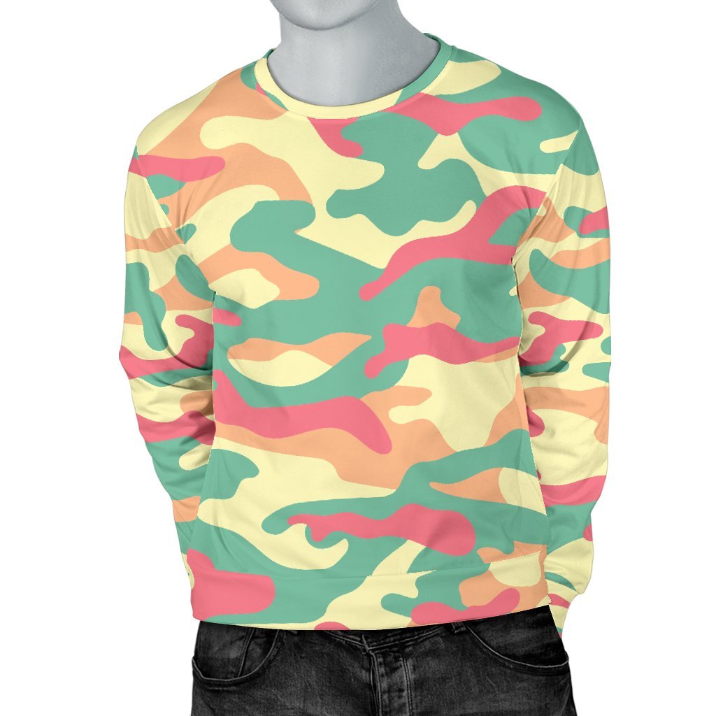 Pastel Camouflage Print Men's Crewneck Sweatshirt GearFrost