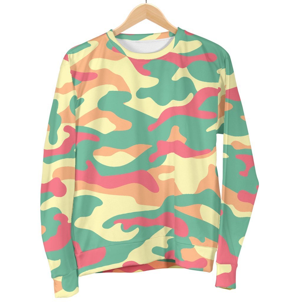 Pastel Camouflage Print Men's Crewneck Sweatshirt GearFrost