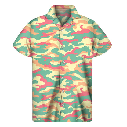 Pastel Camouflage Print Men's Short Sleeve Shirt