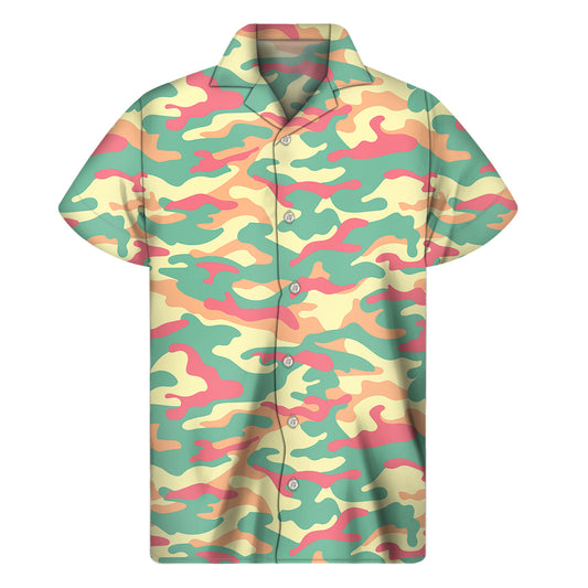 Pastel Camouflage Print Men's Short Sleeve Shirt