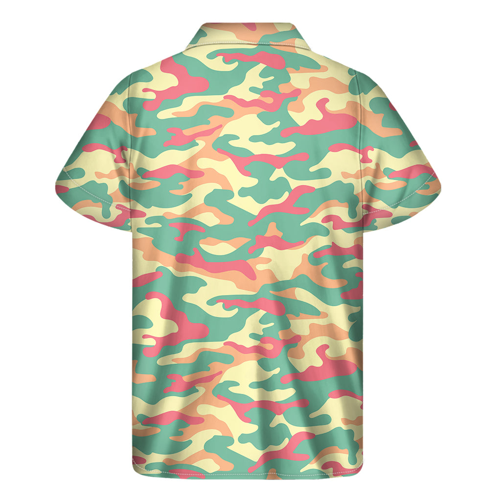 Pastel Camouflage Print Men's Short Sleeve Shirt