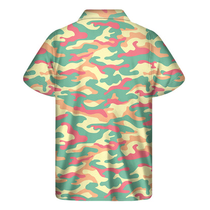 Pastel Camouflage Print Men's Short Sleeve Shirt