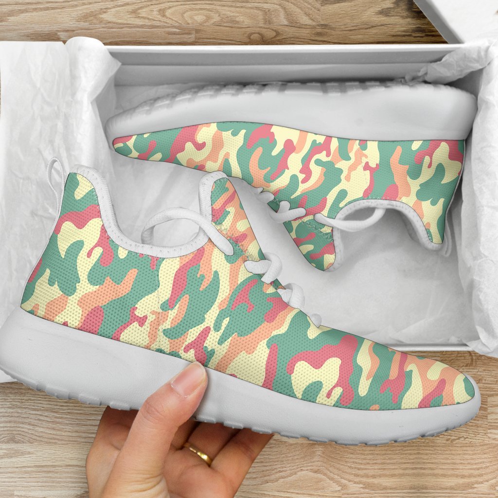 Pastel Camouflage Print Mesh Knit Shoes GearFrost