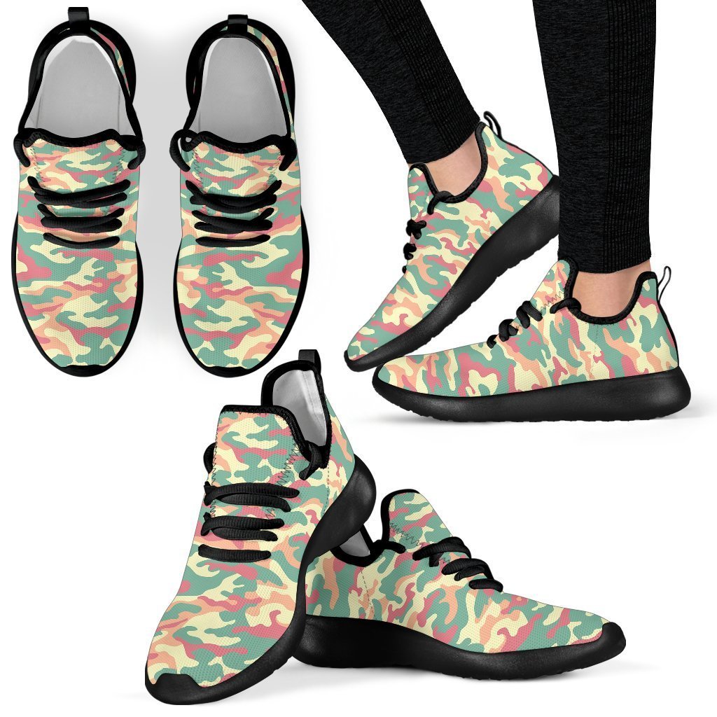 Pastel Camouflage Print Mesh Knit Shoes GearFrost