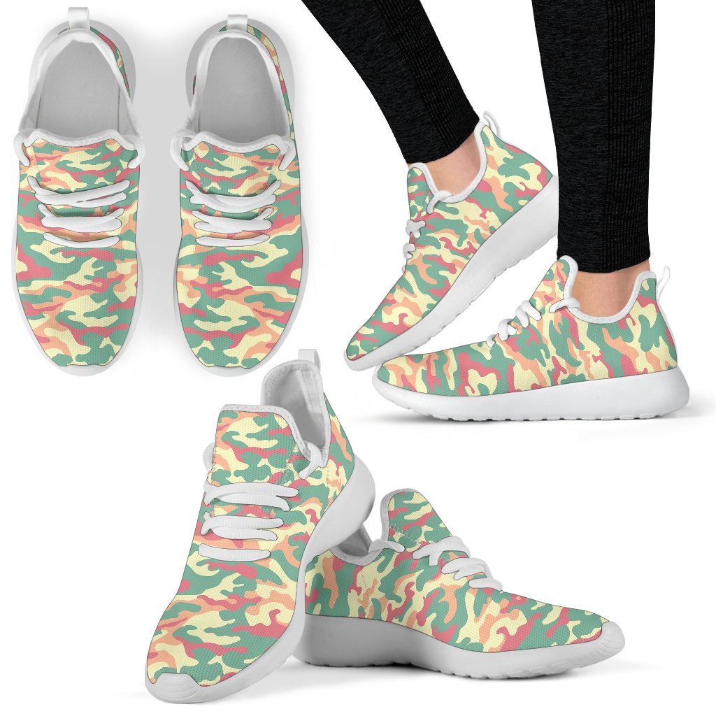 Pastel Camouflage Print Mesh Knit Shoes GearFrost