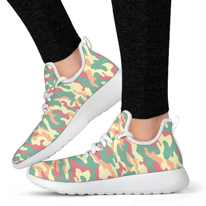 Pastel Camouflage Print Mesh Knit Shoes GearFrost