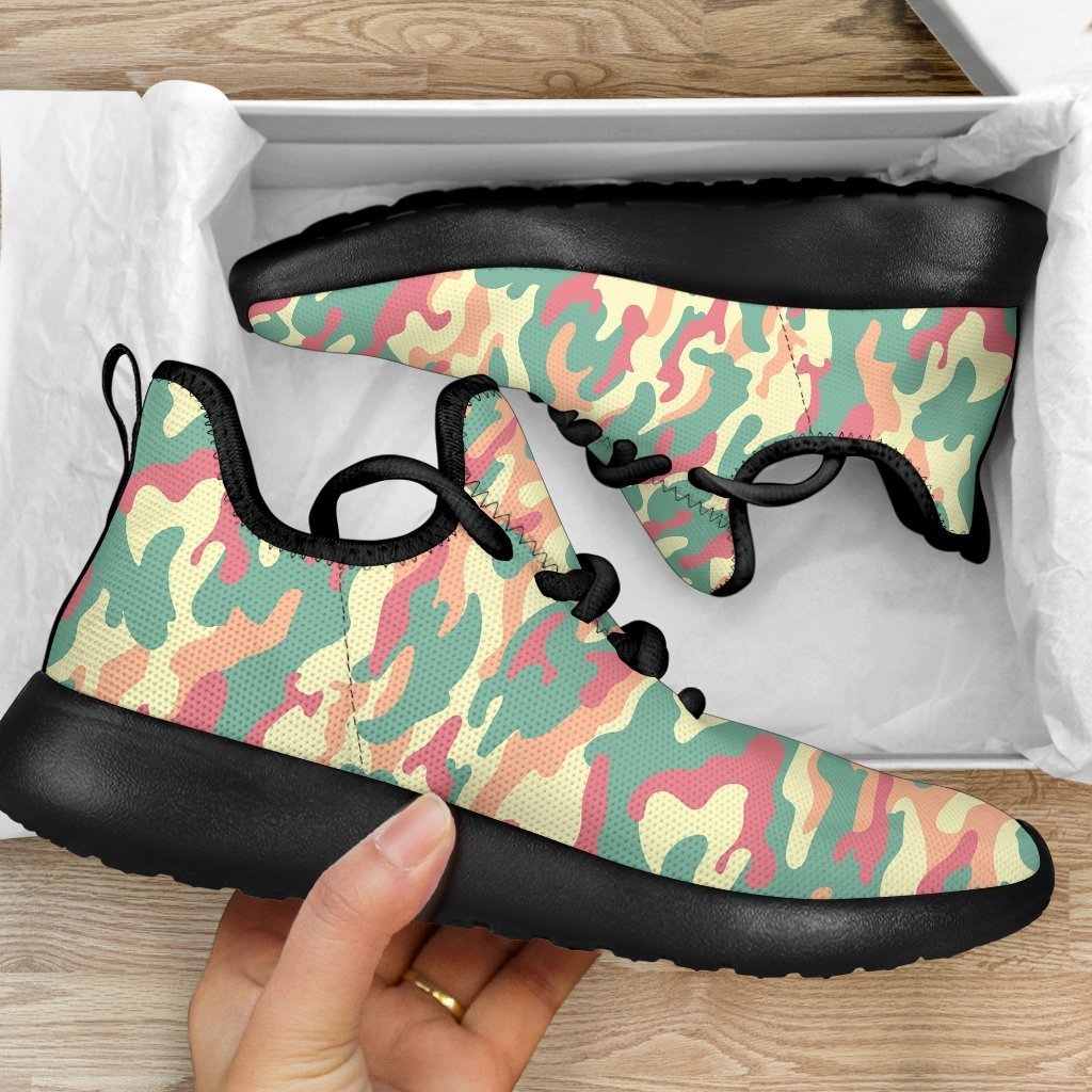 Pastel Camouflage Print Mesh Knit Shoes GearFrost