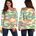 Pastel Camouflage Print Off The Shoulder Sweatshirt