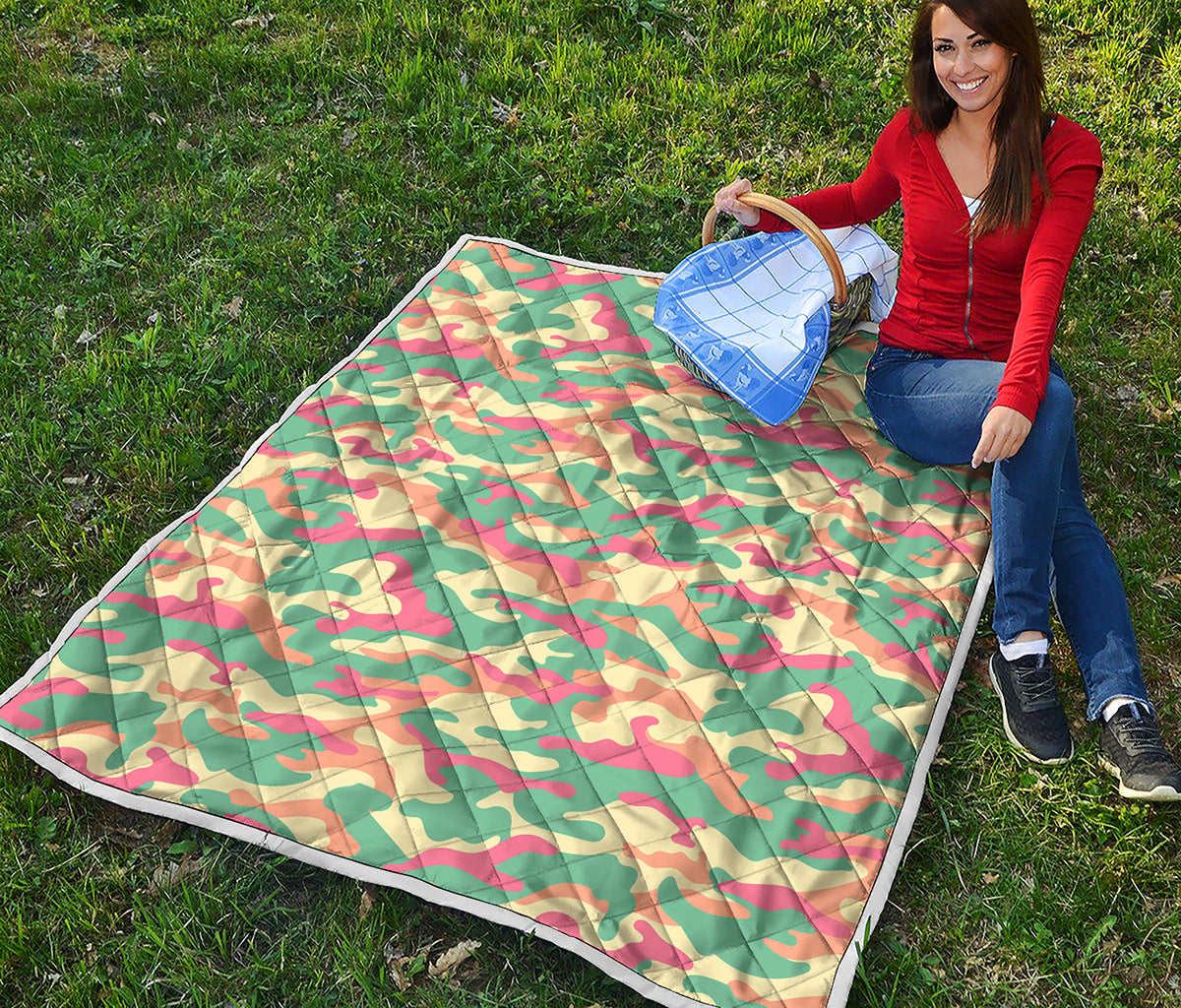 Pastel Camouflage Print Quilt