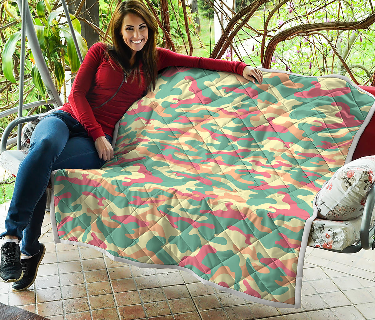 Pastel Camouflage Print Quilt