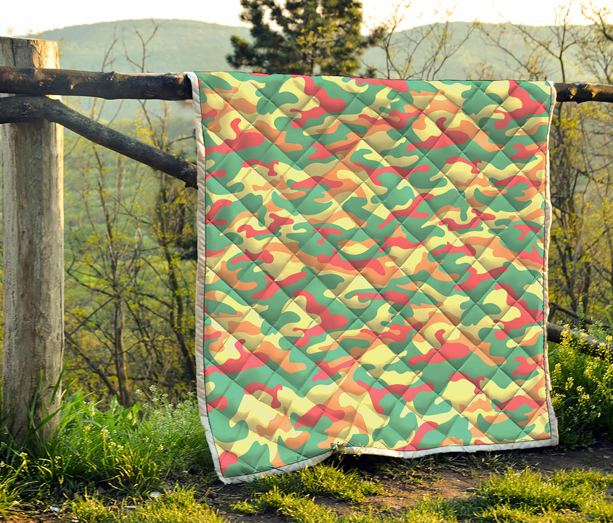 Pastel Camouflage Print Quilt