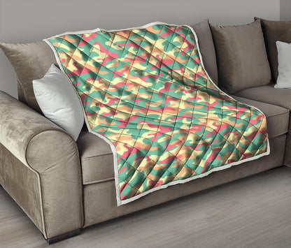 Pastel Camouflage Print Quilt