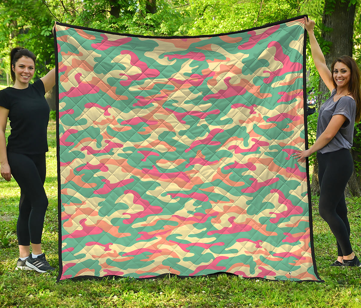 Pastel Camouflage Print Quilt