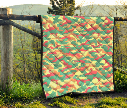 Pastel Camouflage Print Quilt