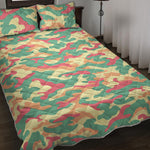 Pastel Camouflage Print Quilt Bed Set