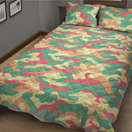Pastel Camouflage Print Quilt Bed Set