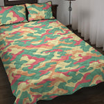 Pastel Camouflage Print Quilt Bed Set
