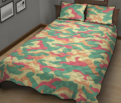 Pastel Camouflage Print Quilt Bed Set