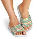 Pastel Camouflage Print White Slide Sandals