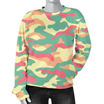 Pastel Camouflage Print Women's Crewneck Sweatshirt GearFrost