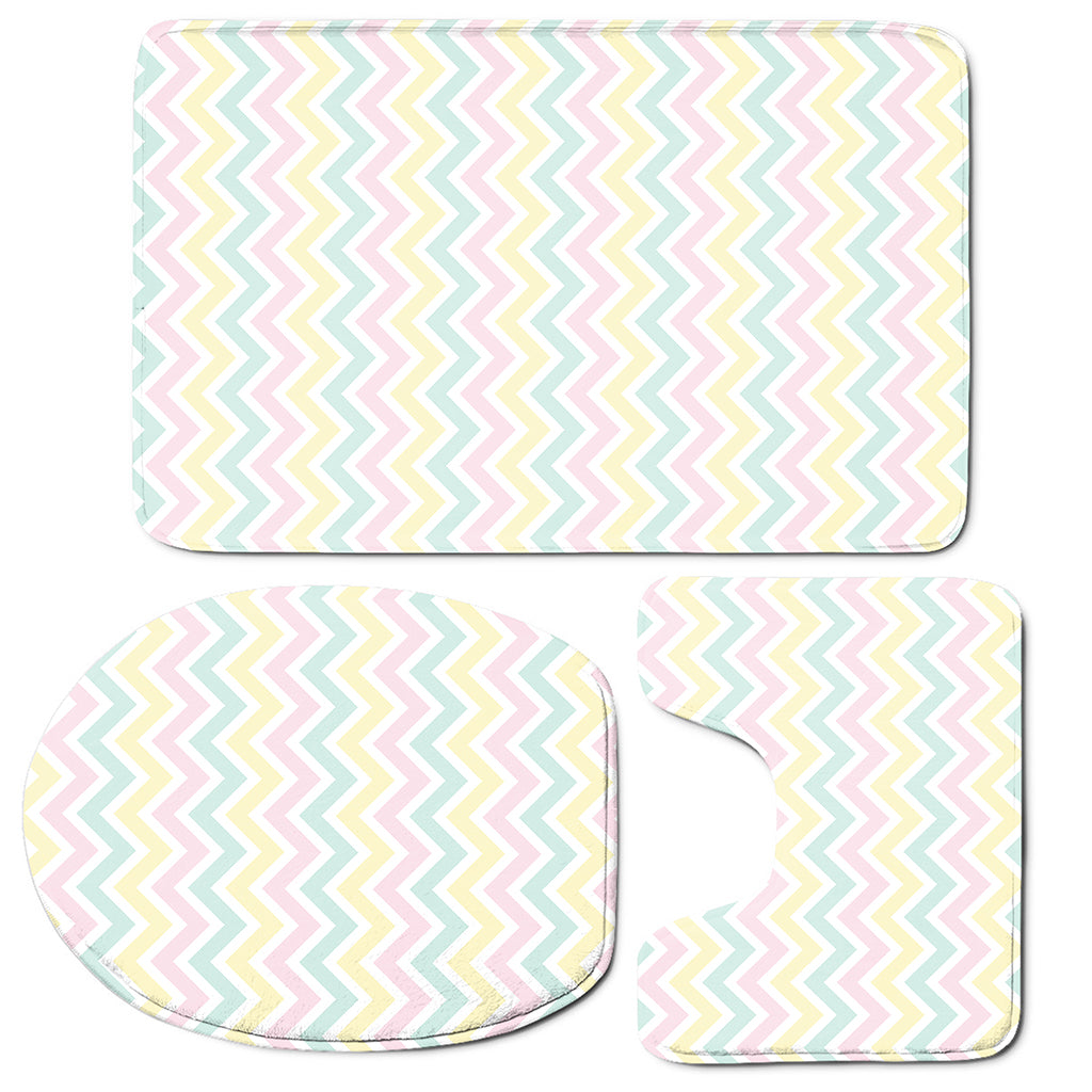 Pastel Chevron Pattern Print 3 Piece Bath Mat Set