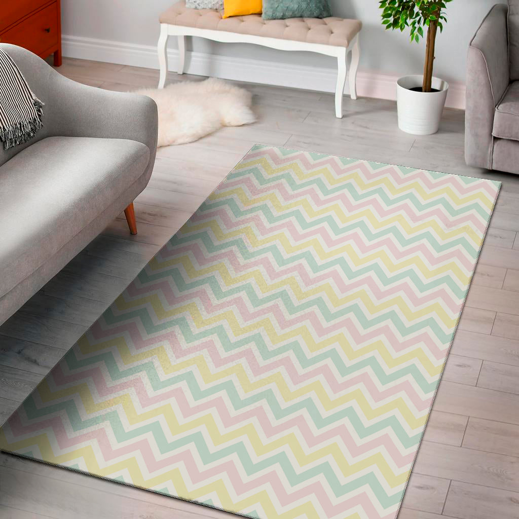 Pastel Chevron Pattern Print Area Rug