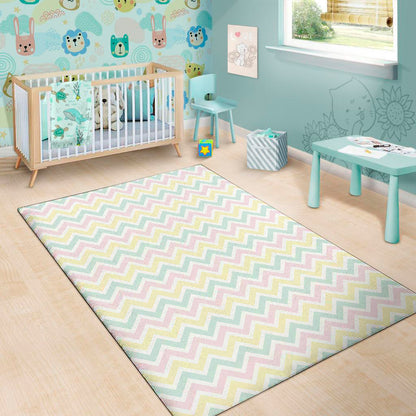 Pastel Chevron Pattern Print Area Rug