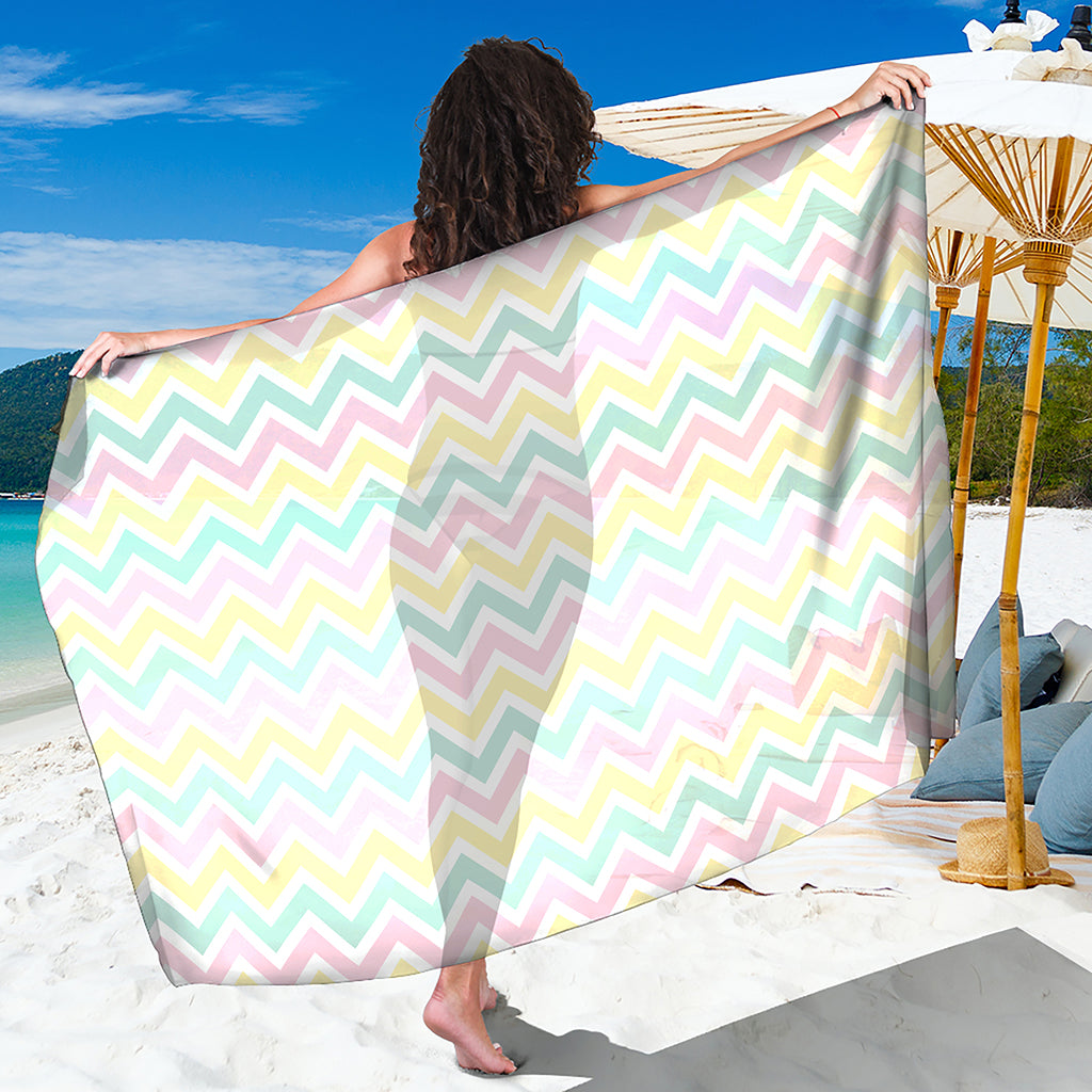 Pastel Chevron Pattern Print Beach Sarong Wrap